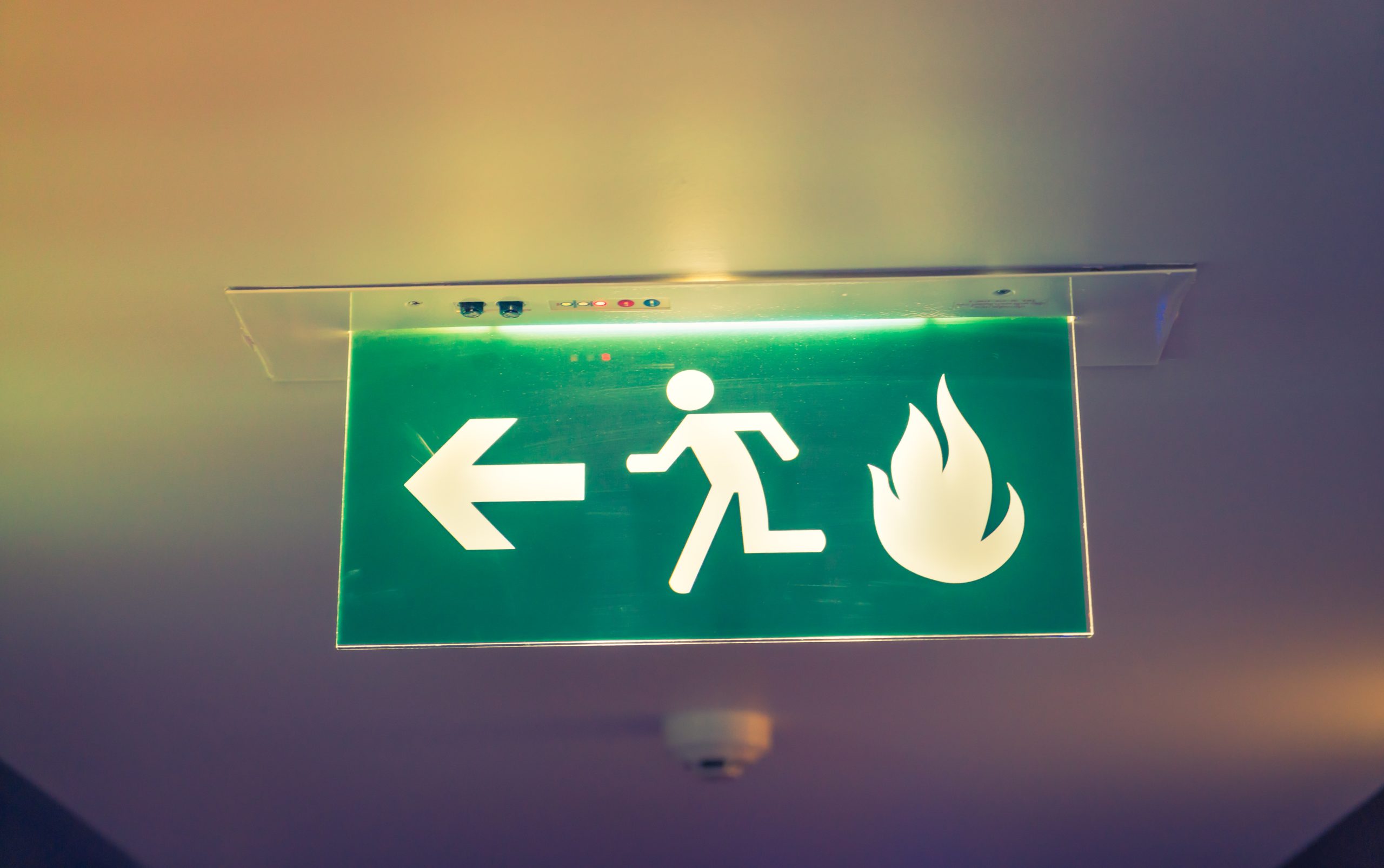 fire exit ( filtered image processed vintage effect. ) .